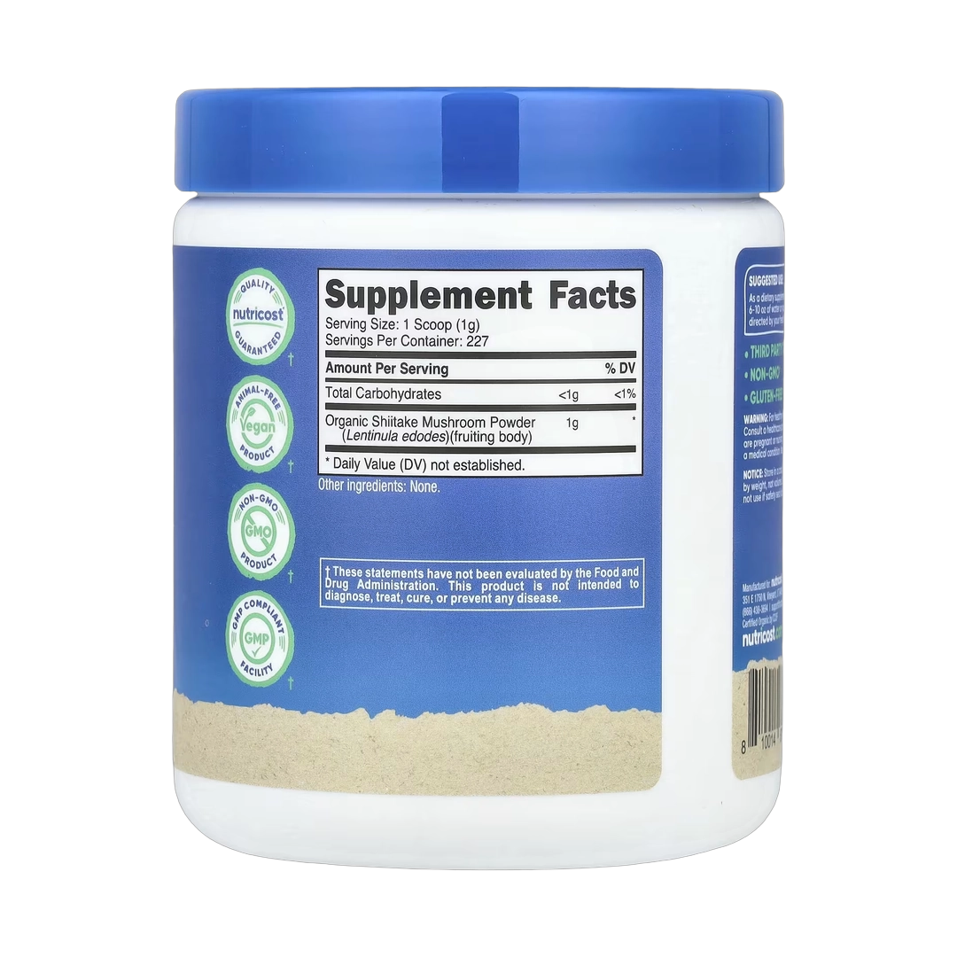 Nutricost, Organic Shiitake Mushroom Powder, Unflavored, 8 oz