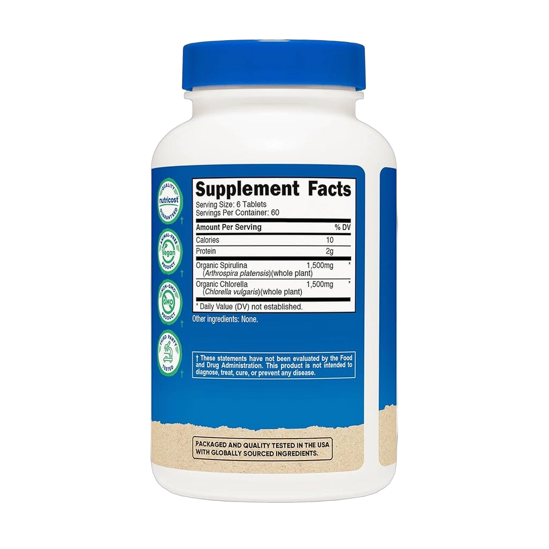 Nutricost, Organic Spirulina + Chlorella, 3,000 mg, 360 Tablets