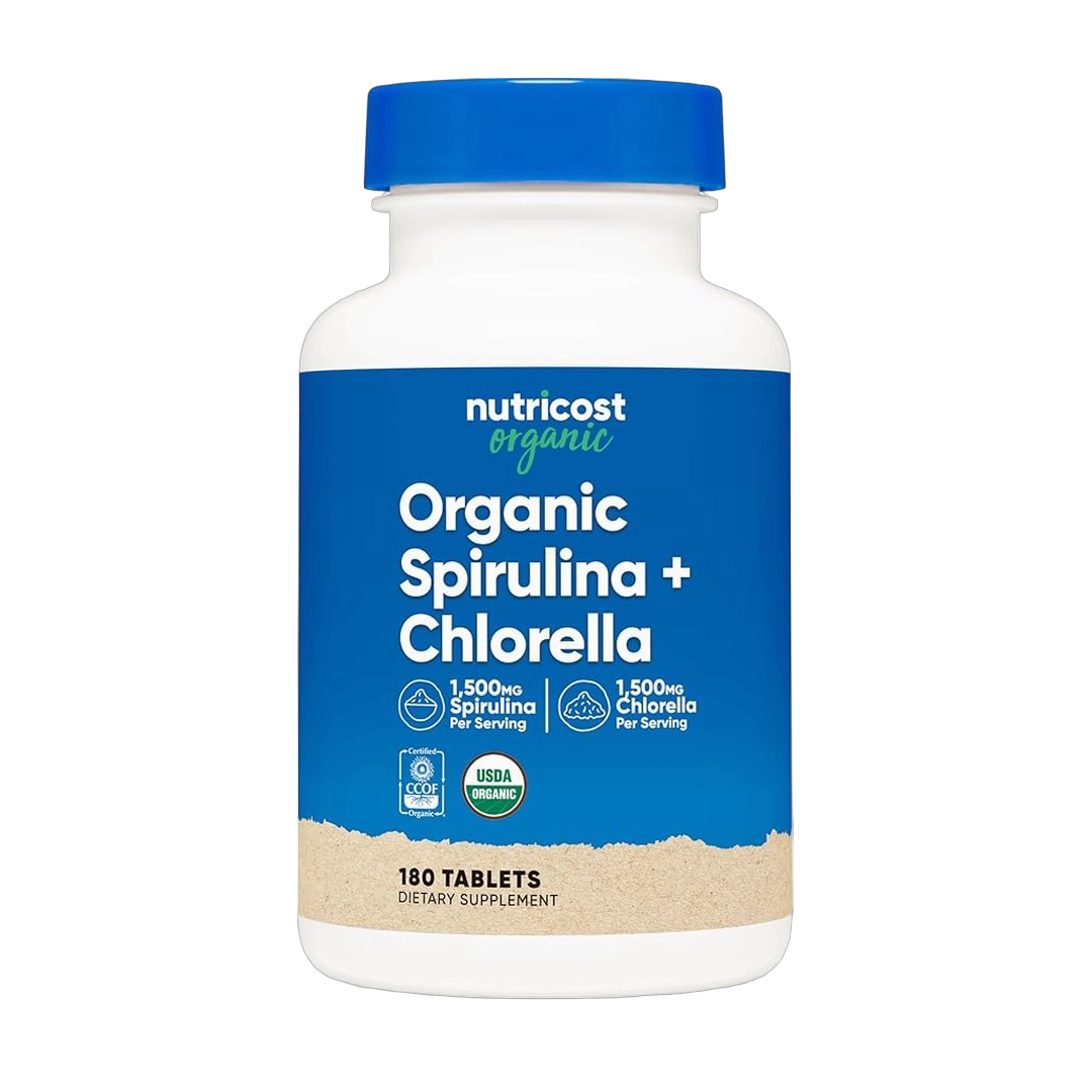 Nutricost Organic Spirulina + Chlorella (3,000mg) 180 Tablets