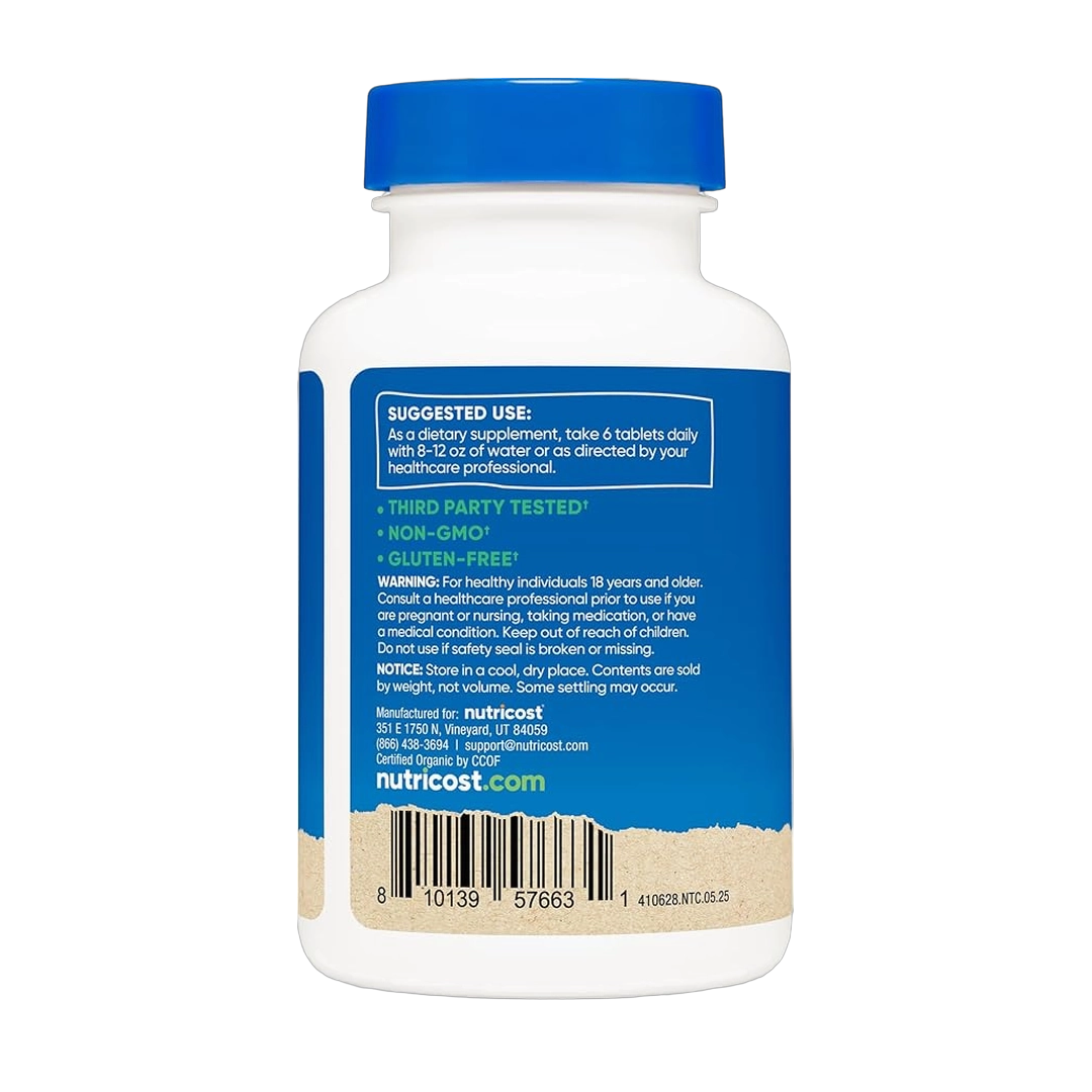 Nutricost Organic Spirulina + Chlorella (3,000mg) 180 Tablets