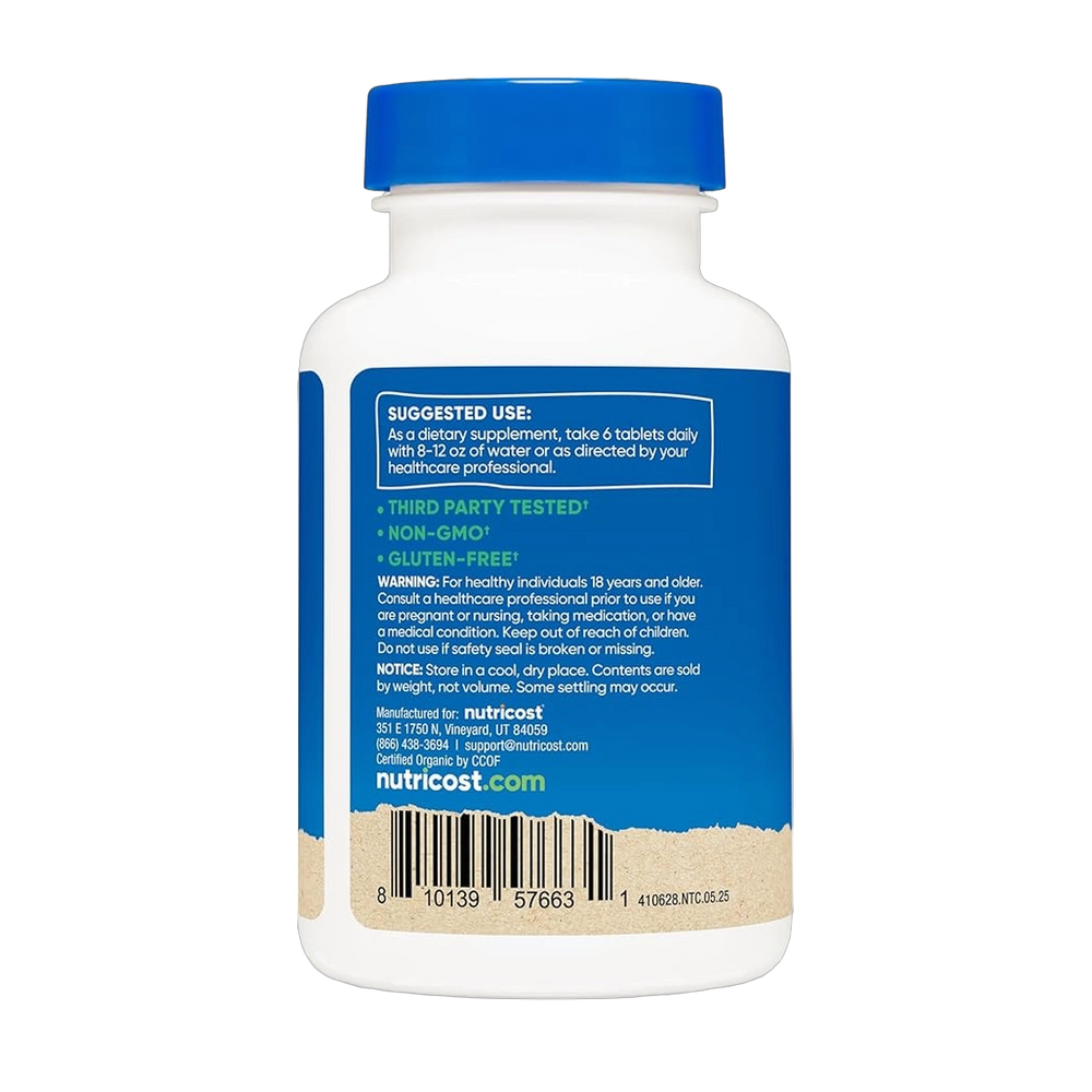 Nutricost Organic Spirulina + Chlorella (3,000mg) 180 Tablets