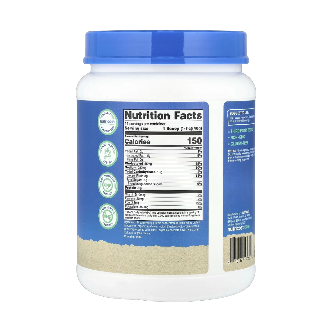 Nutricost, Organic Whey Protein, Double Chocolate, 1 lb, 454 g