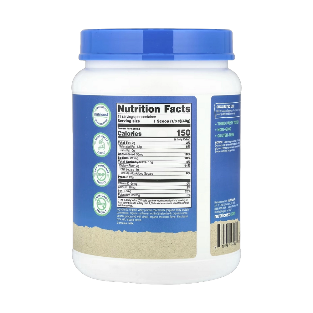 Nutricost, Organic Whey Protein, Double Chocolate, 1 lb, 454 g