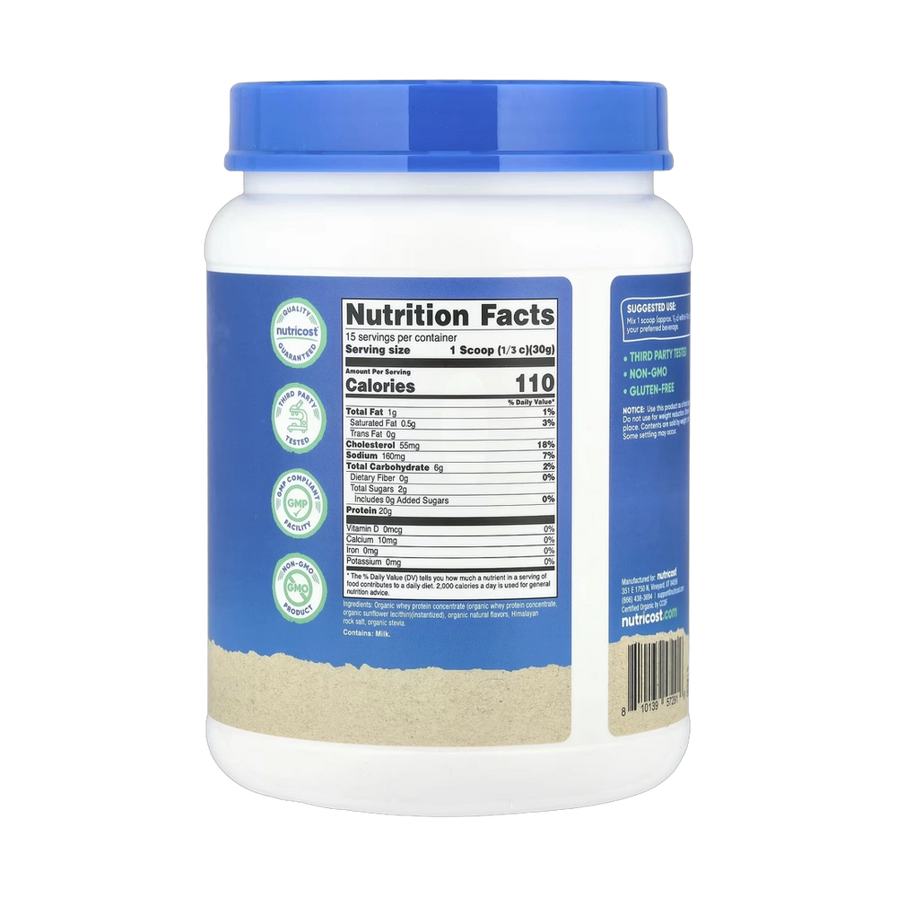 Nutricost, Organic Whey Protein, French Vanilla, 1 lb, 454 g