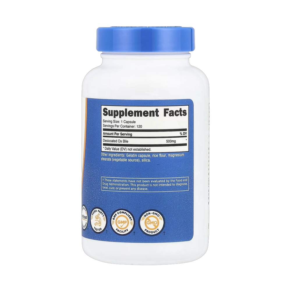 Nutricost, Ox Bile, 500 mg, 120 Capsules