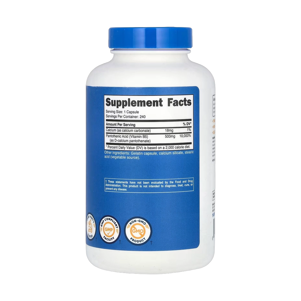 Nutricost, Pantothenic Acid, 500 mg, 240 Capsules