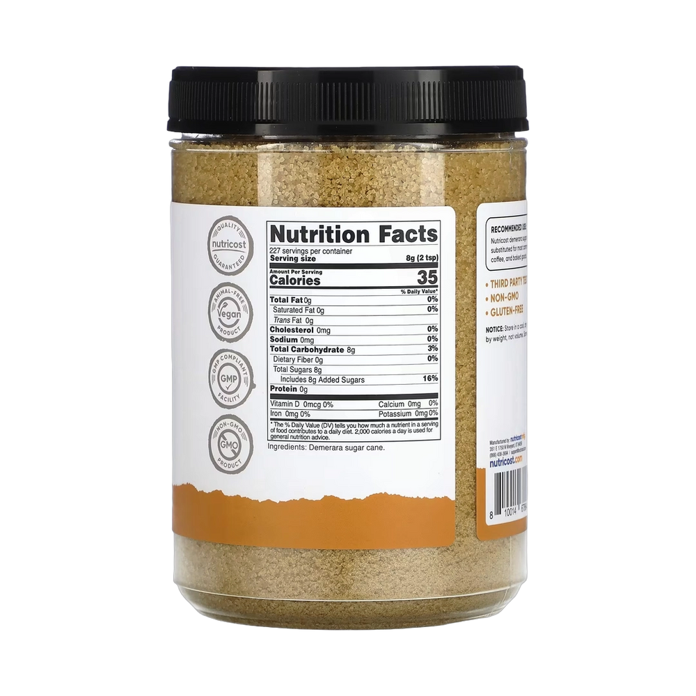 Nutricost, Pantry, Demerara Sugar, Unrefined Sweetener, 64.8 oz, 1,814 g