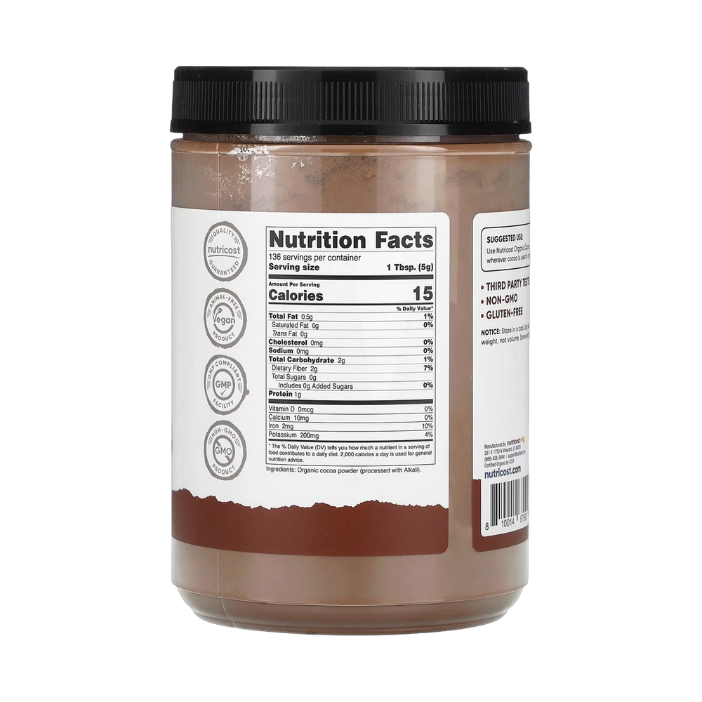 Nutricost, Pantry, Organic Cocoa Powder, Unsweetened, 24.3 oz, 680 g