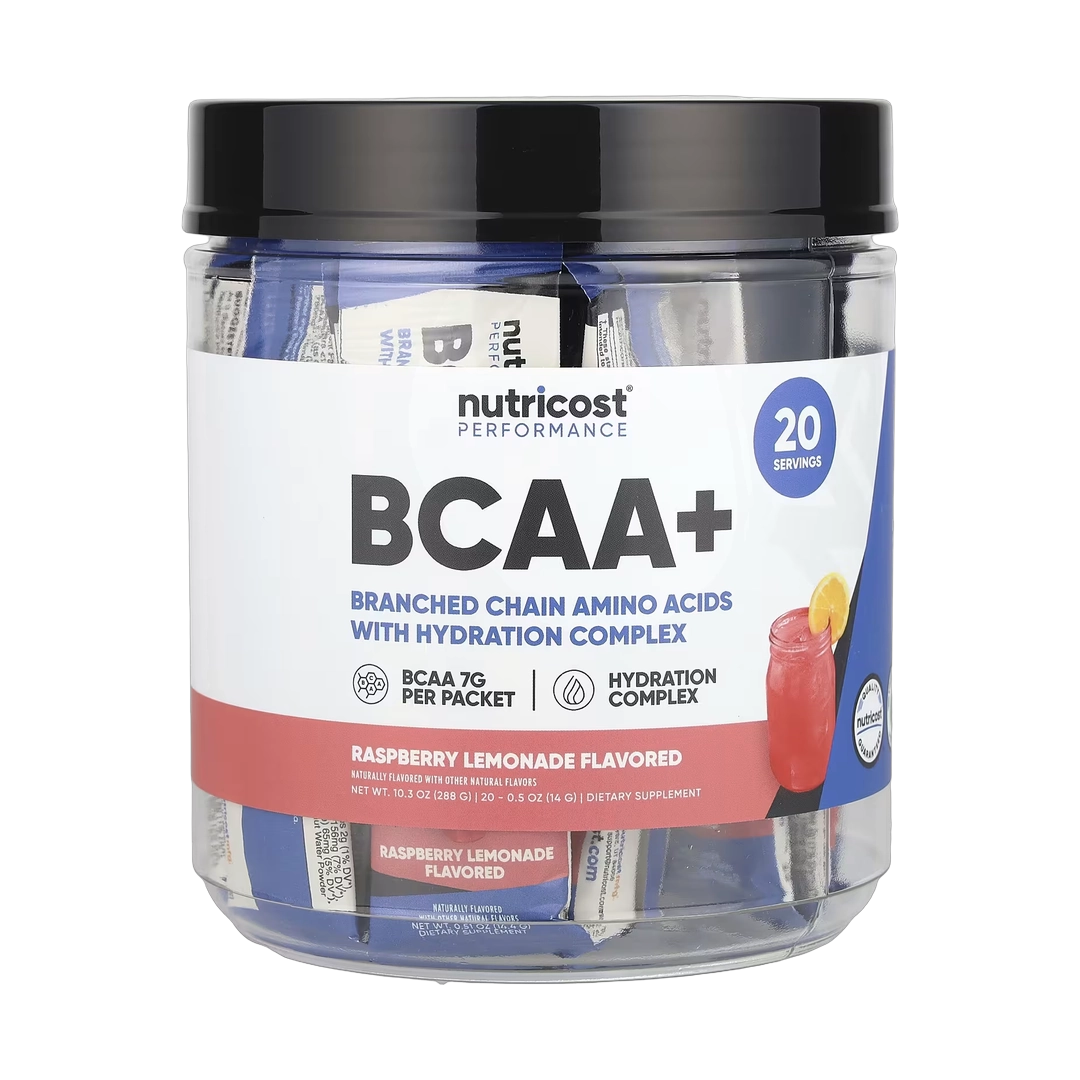 Nutricost, Performance, BCAA+, Raspberry Lemonade, 20 Packets, 0.5 oz (14 g) Each