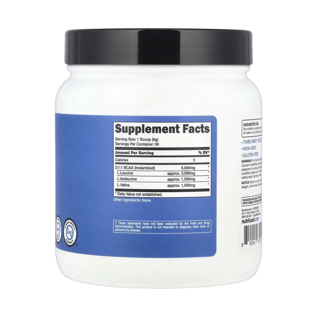 Nutricost, Performance, BCAA, Unflavored, 1.2 lb, 540 g