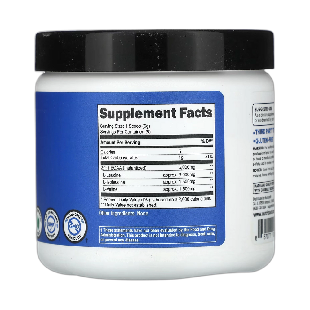 Nutricost, Performance, BCAA, Unflavored, 6.3 oz, 180 g