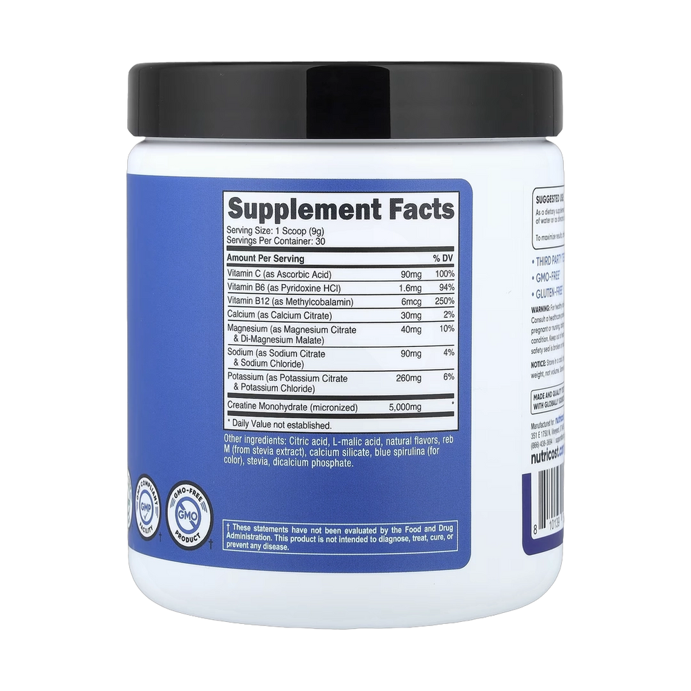 Nutricost, Performance, Creatine + Hydration, Blue Raspberry, 9.3 oz, 261 g