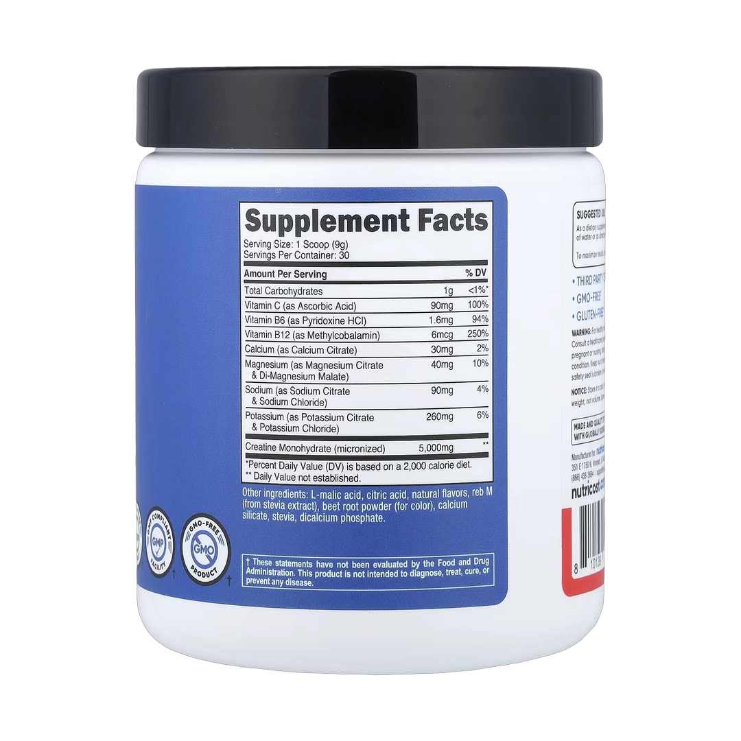 Nutricost, Performance, Creatine + Hydration, Fruit Punch, 10.1 oz, 282 g
