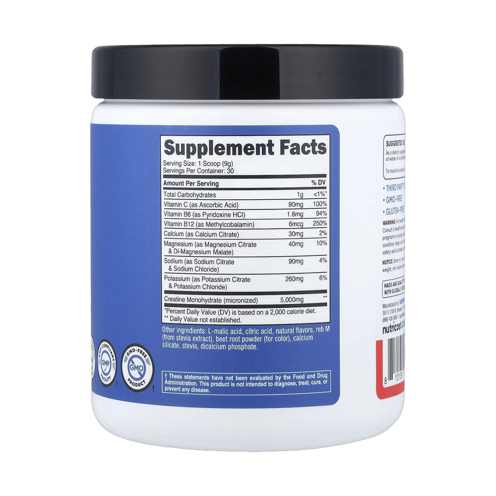 Nutricost, Performance, Creatine + Hydration, Fruit Punch, 10.1 oz, 282 g