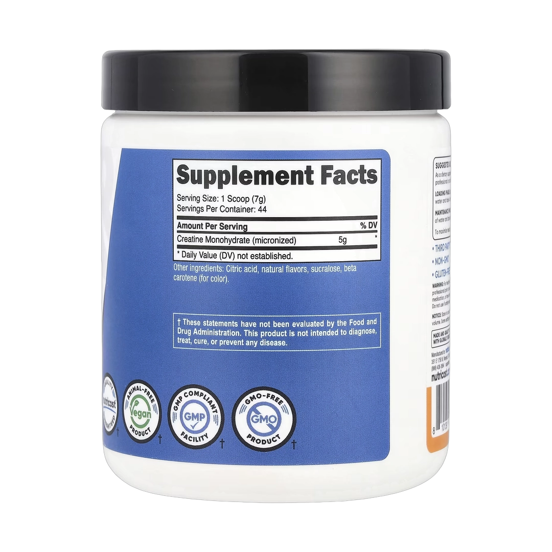 Nutricost, Performance, Creatine Monohydrate, Mandarin Orange, 10.7 oz, 300 g