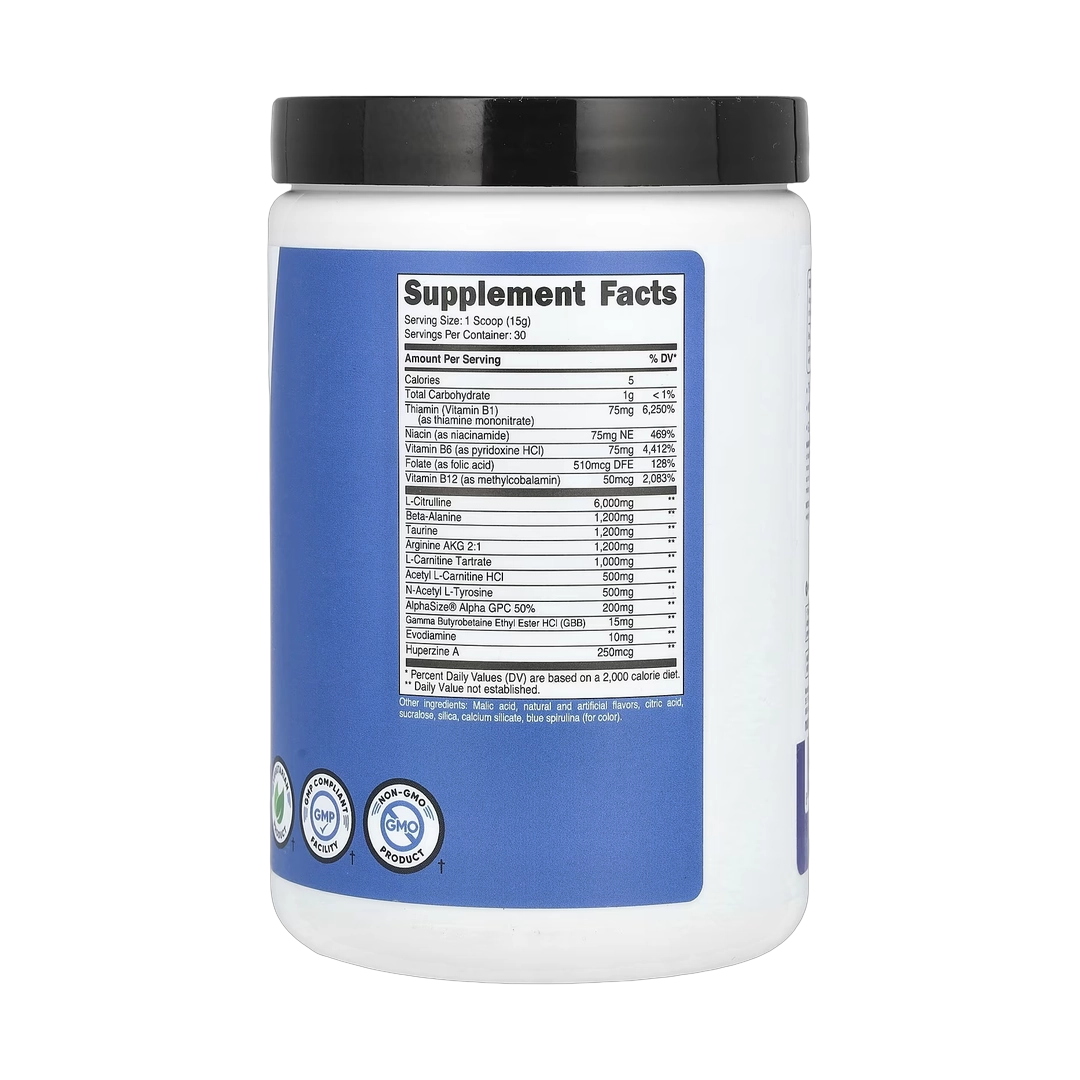 Nutricost, Performance, Pre-SF, Stimulant-Free Pre-Workout Complex, Blue Raspberry, 16 oz,447 g