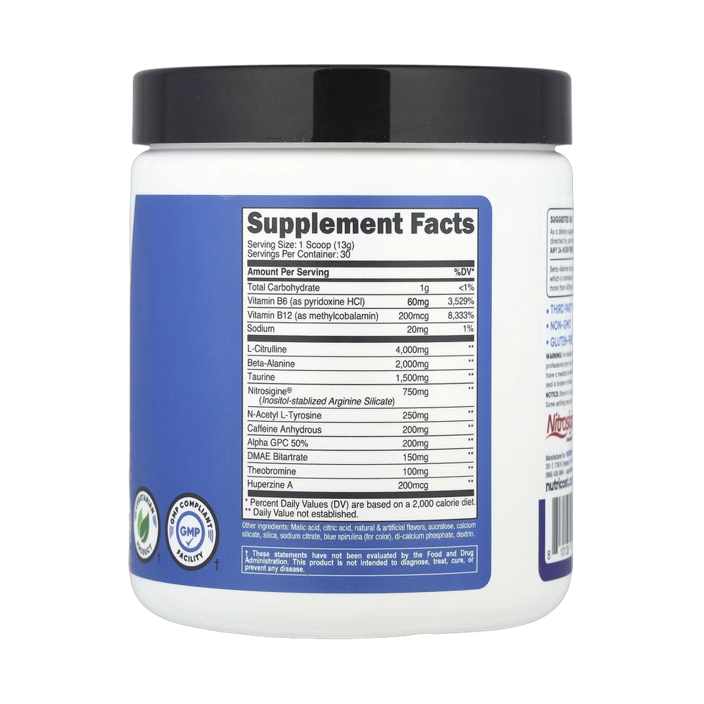 Nutricost, Performance, Pre-Workout Complex, Blue Raspberry, 13.8 oz, 387 g
