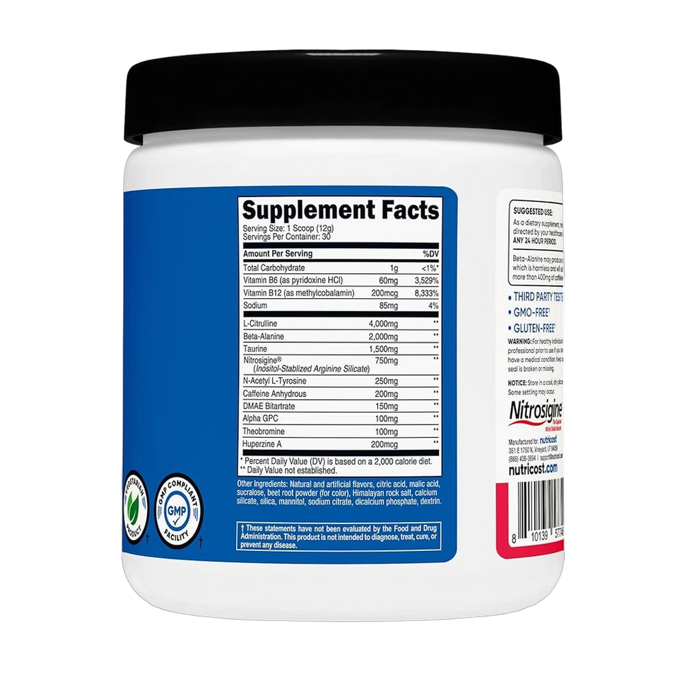 Nutricost, Performance, Pre-Workout Complex, Raspberry Margarita, 13.1 oz, 366 g