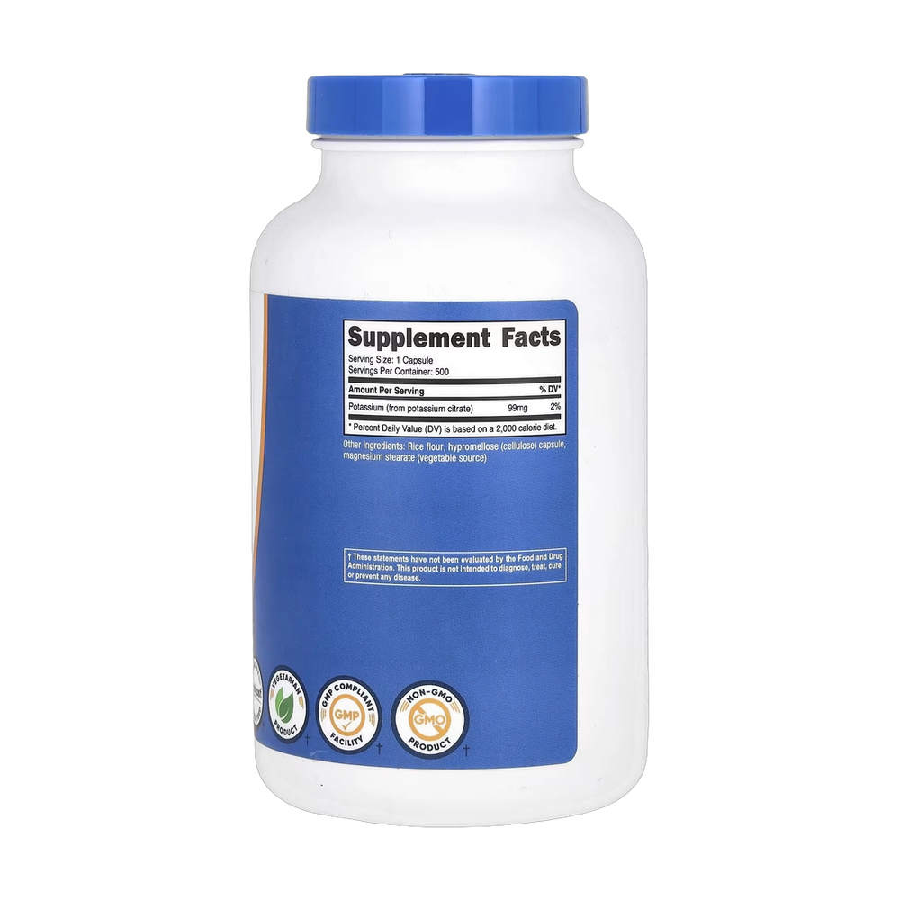 Nutricost, Potassium, 99 mg, 500 Capsules
