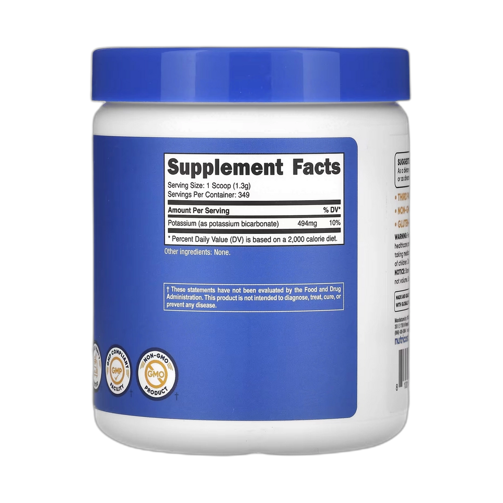 Nutricost, Potassium Bicarbonate, Unflavored, 16 oz, 454 g