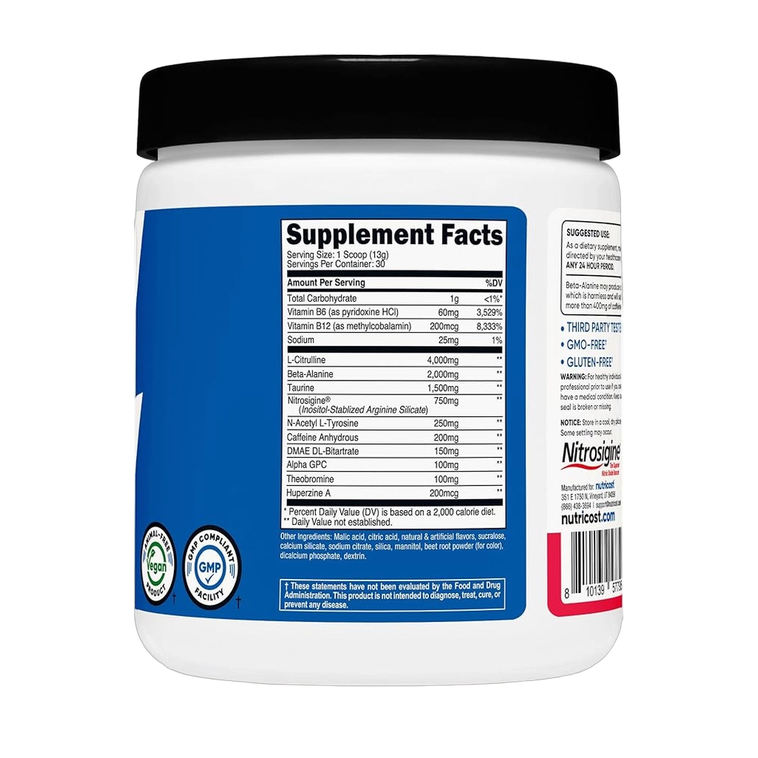 Nutricost, Pre-Workout Complex, Strawberry Kiwi, 13.7 oz, 384g