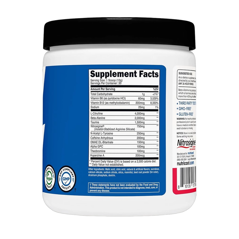 Nutricost, Pre-Workout Complex, Strawberry Kiwi, 13.7 oz, 384g