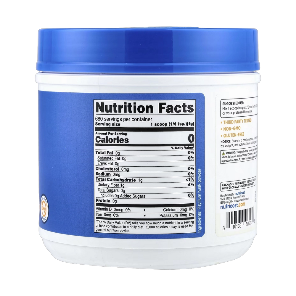 Nutricost, Psyllium Husk, Unflavored, 24.3 oz, 680 g