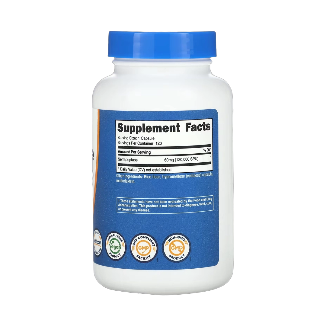 Nutricost, Serrapeptase, 60 mg (120,000 SPU), 120 Capsules