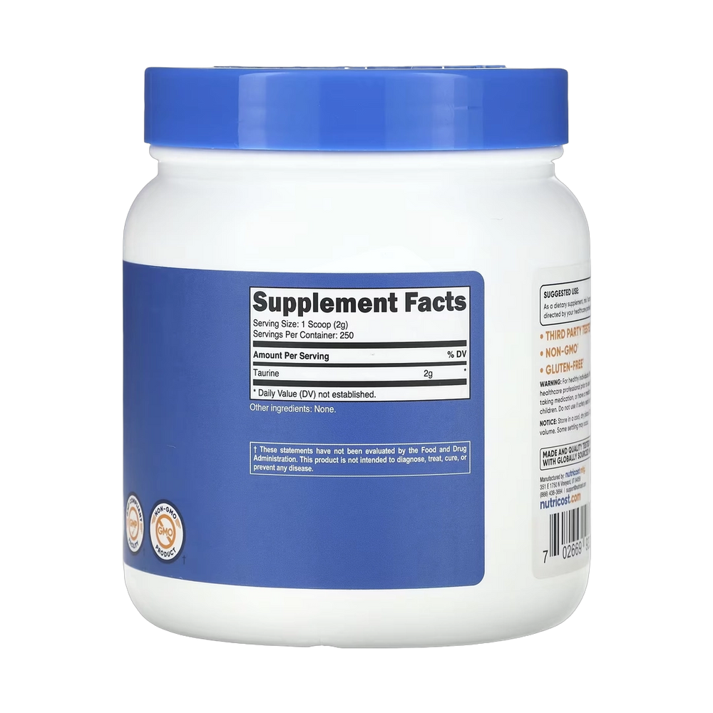 Nutricost, Taurine, Unflavored, 17.9 oz, 500 g