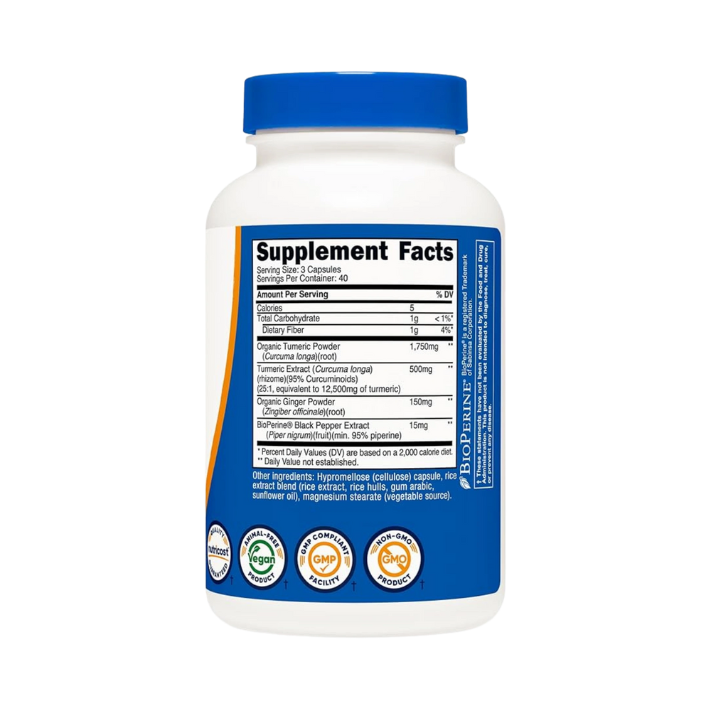 Nutricost, Turmeric + Ginger, 120 Capsules