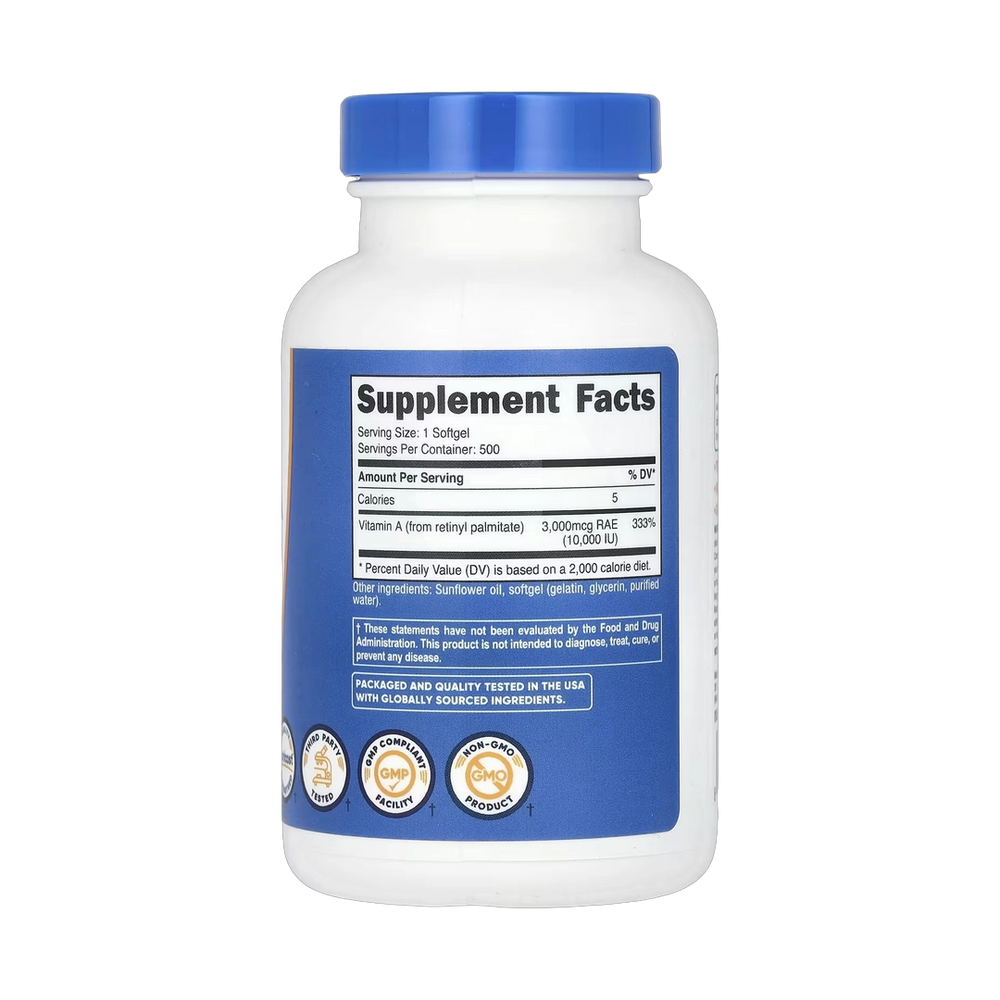 Nutricost, Vitamin A, 10,000 IU, 500 Softgels