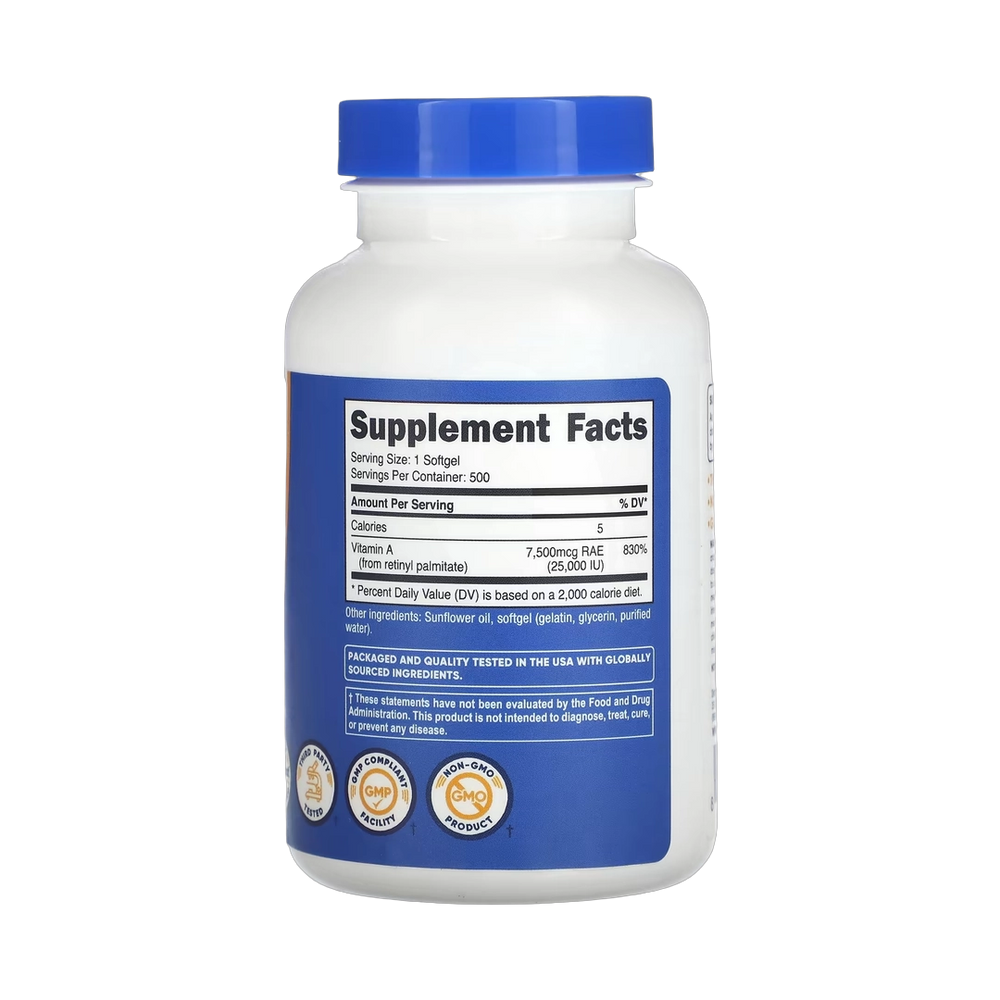 Nutricost, Vitamin A, 25,000 IU, 500 Softgels