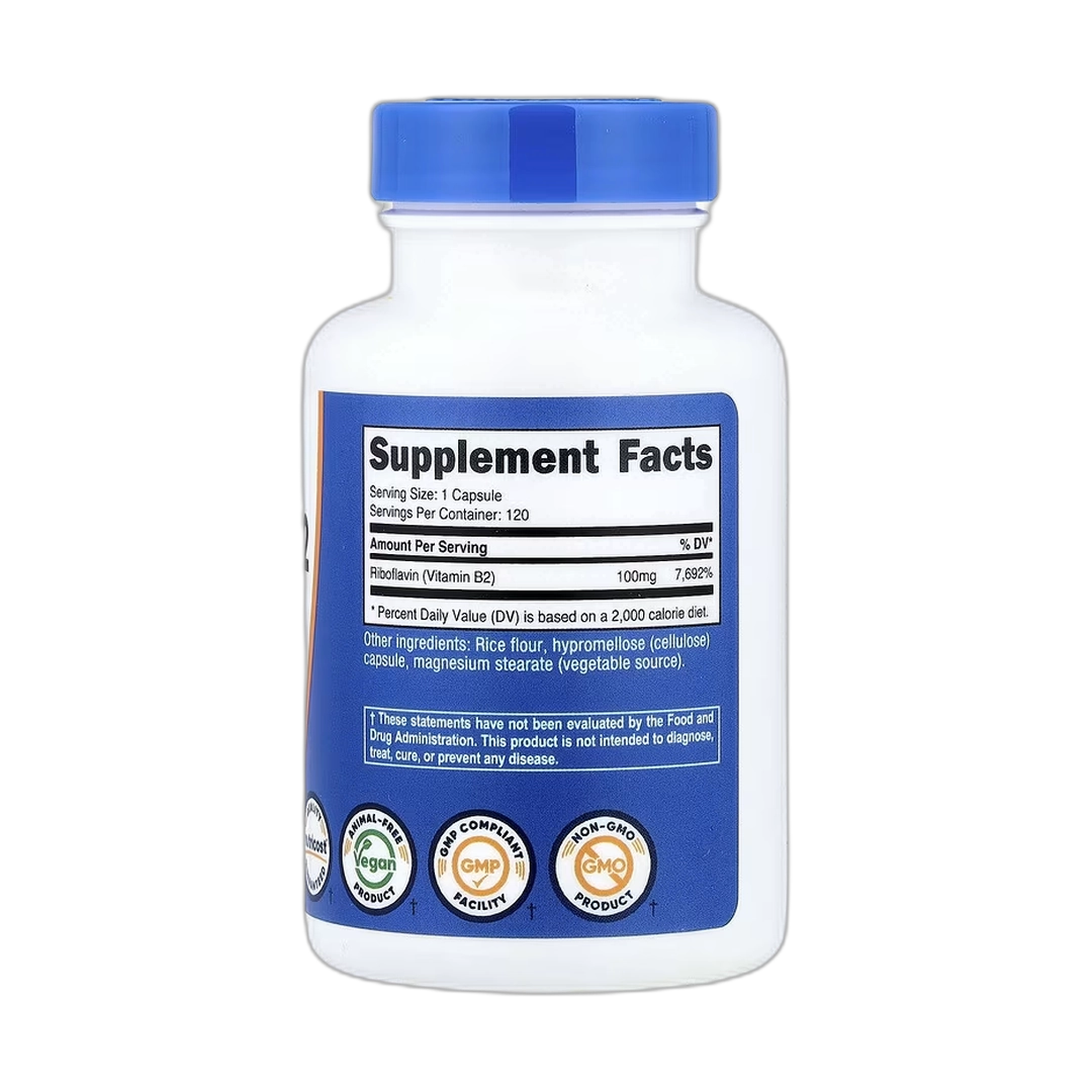 Nutricost, Vitamin B2, 100 mg, 120 Capsules