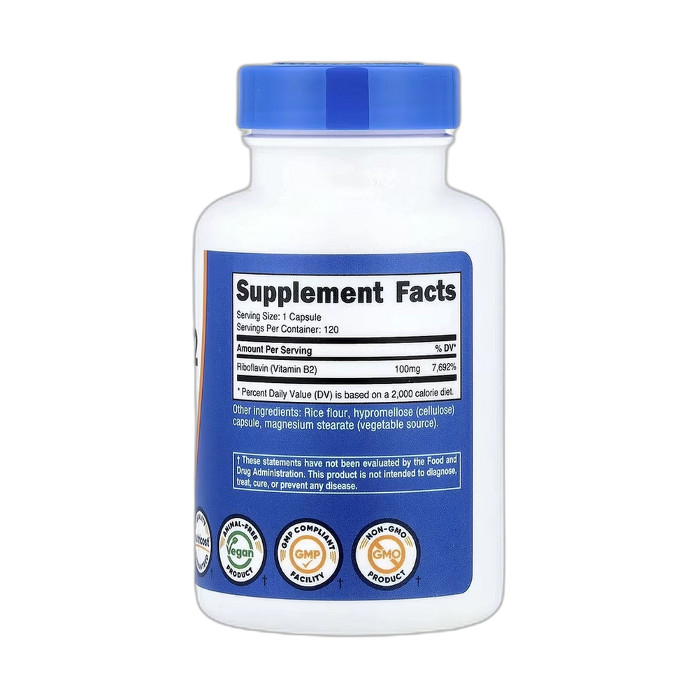 Nutricost, Vitamin B2, 100 mg, 120 Capsules