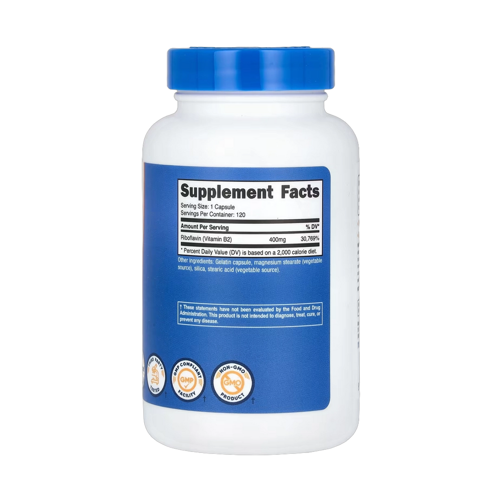 Nutricost, Vitamin B2, 400 mg, 120 Capsules