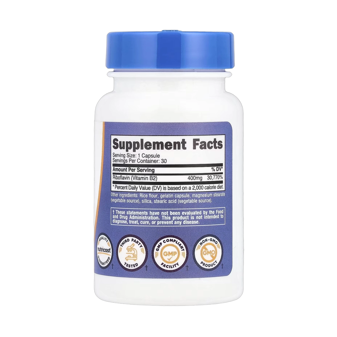Nutricost, Vitamin B2, 400 mg, 30 Capsules