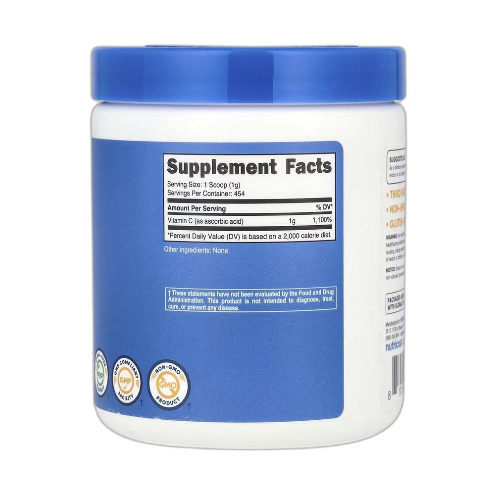 Nutricost, Vitamin C, Unflavored, 16.2 oz, 454 g