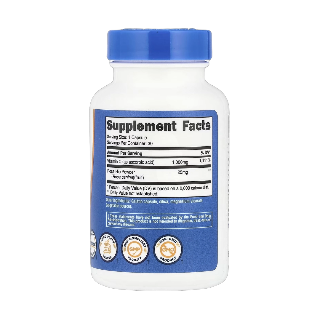 Nutricost, Vitamin C With Rose Hips, 30 Capsules