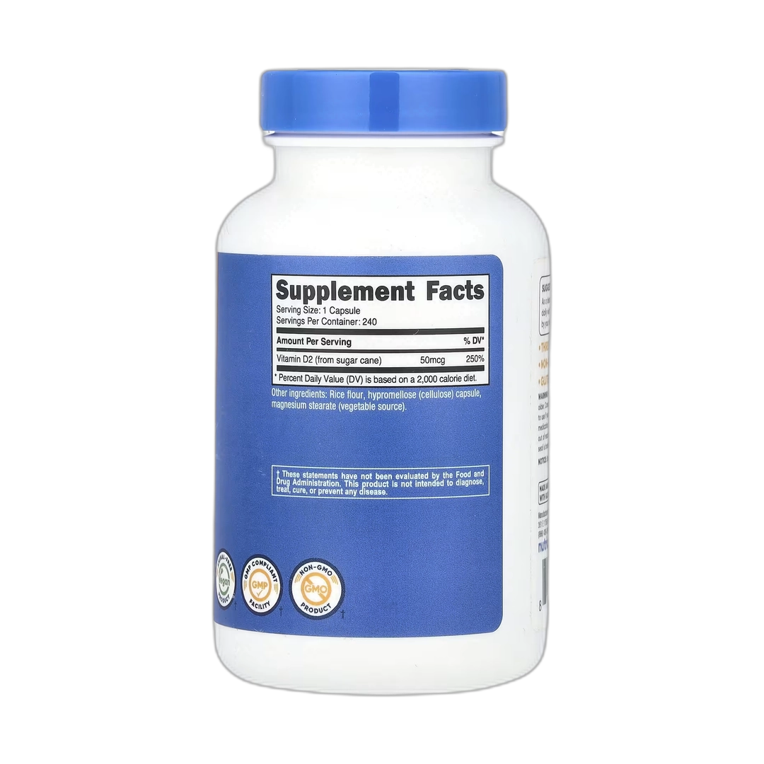 Nutricost, Vitamin D2, 50 mcg (2,000 IU), 240 Capsules