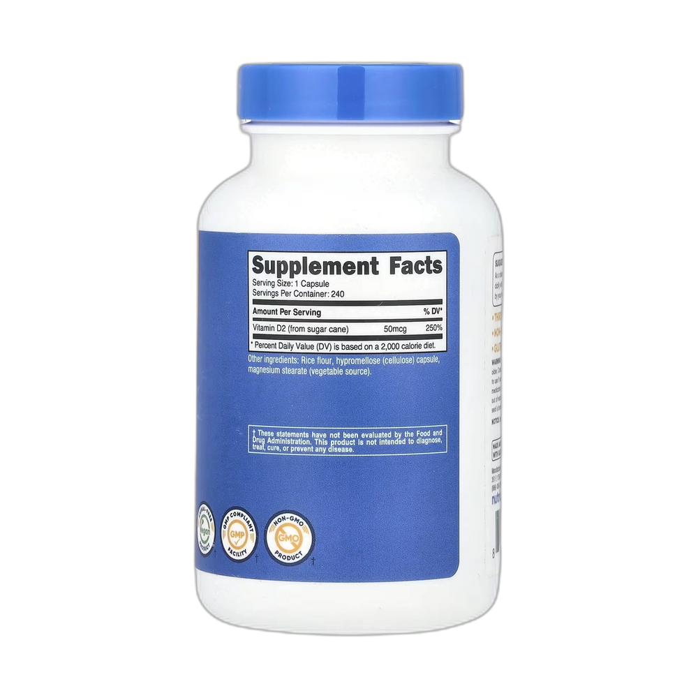 Nutricost, Vitamin D2, 50 mcg (2,000 IU), 240 Capsules