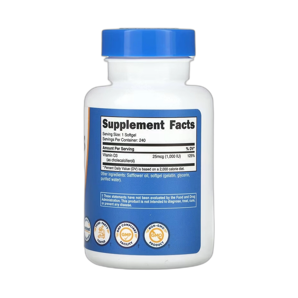 Nutricost, Vitamin D3, 1,000 IU, 240 Softgels