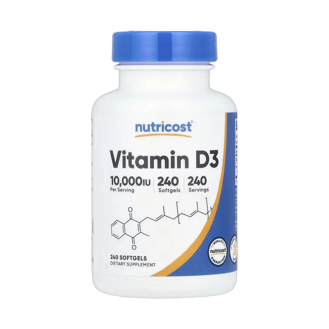 Nutricost, Vitamin D3, 250 mcg (10,000 IU), 240 Softgels