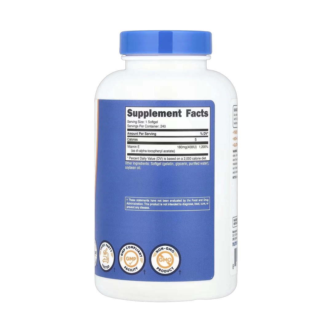 Nutricost, Vitamin E, 180 mg (400 IU), 240 Softgels
