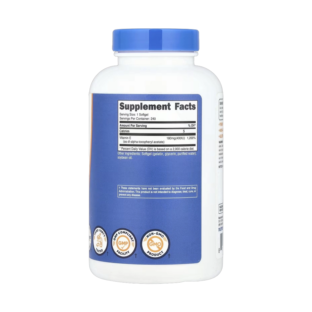 Nutricost, Vitamin E, 180 mg (400 IU), 240 Softgels
