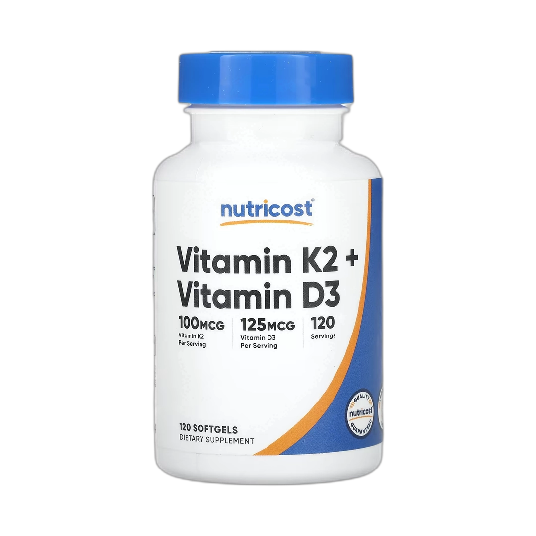 Nutricost, Vitamin K2 + Vitamin D3, 120 Softgels