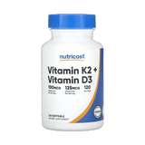 Nutricost, Vitamin K2 + Vitamin D3, 120 Softgels