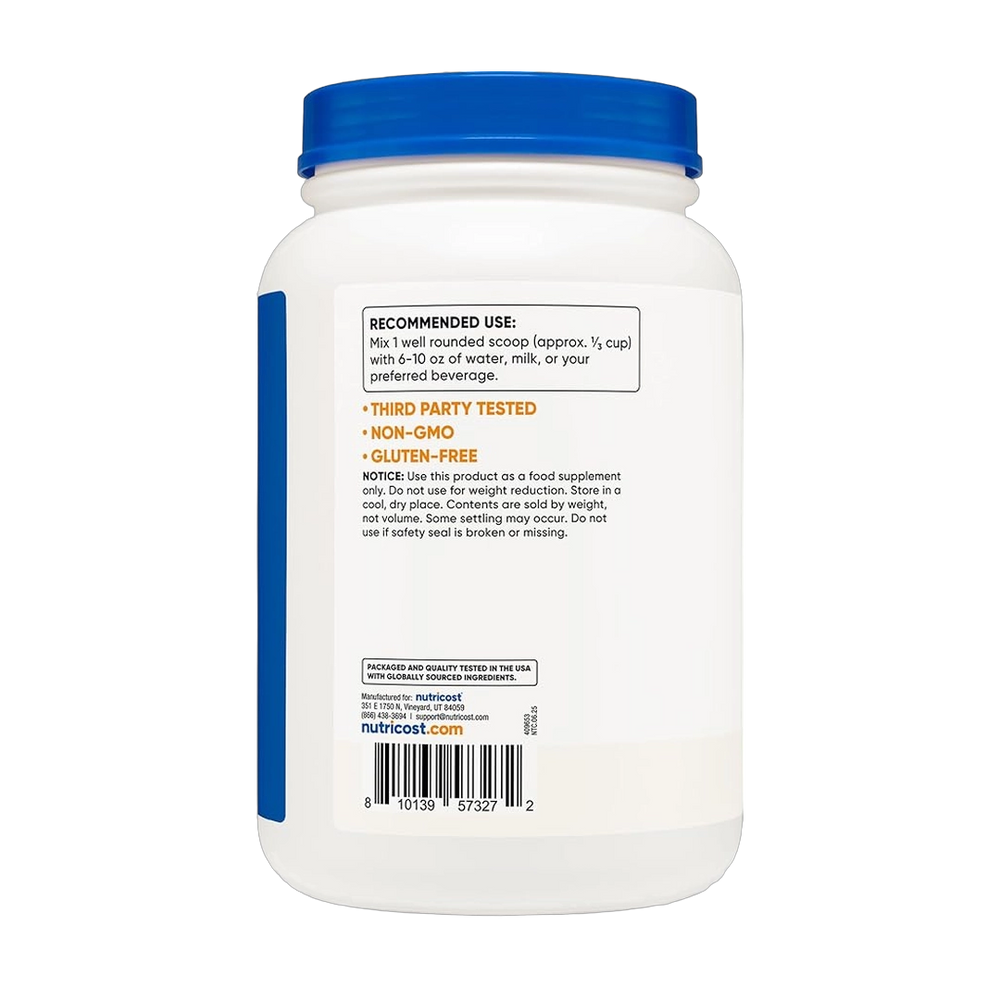 Nutricost, Whey Protein Concentrate, Unflavored, 2 lb