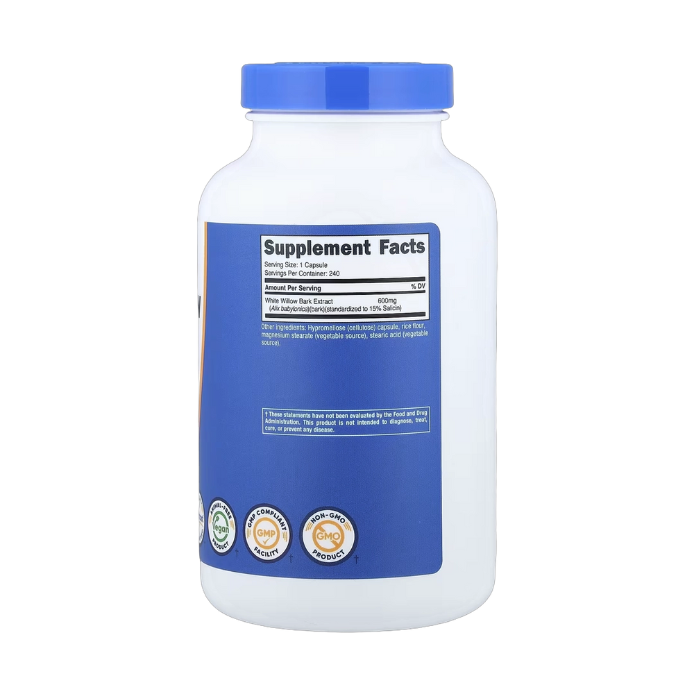 Nutricost, White Willow Bark, 600 mg, 240 Capsules
