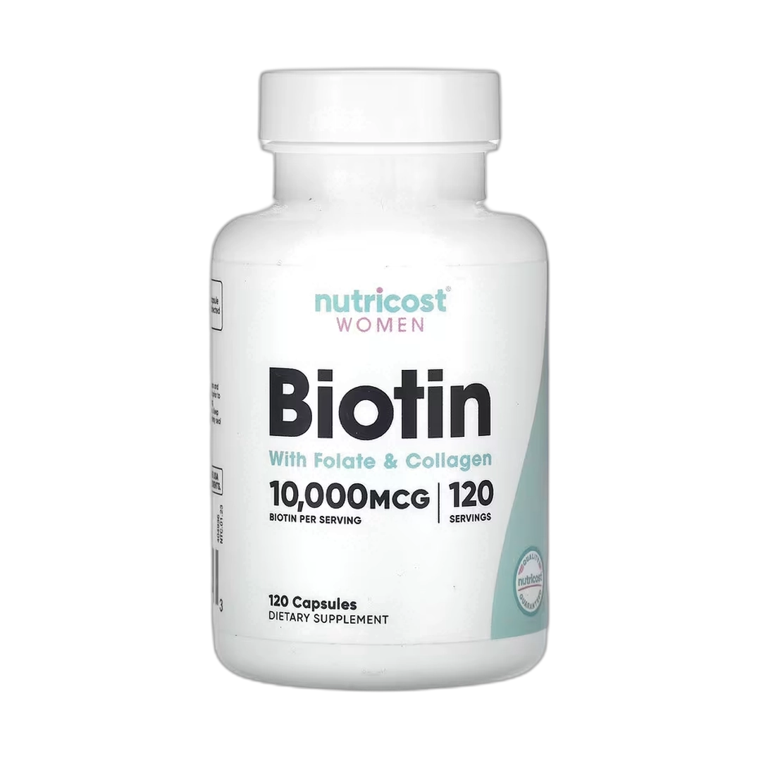 Nutricost, Women, Biotin With Folate & Collagen, 10,000 mcg, 120 Capsules