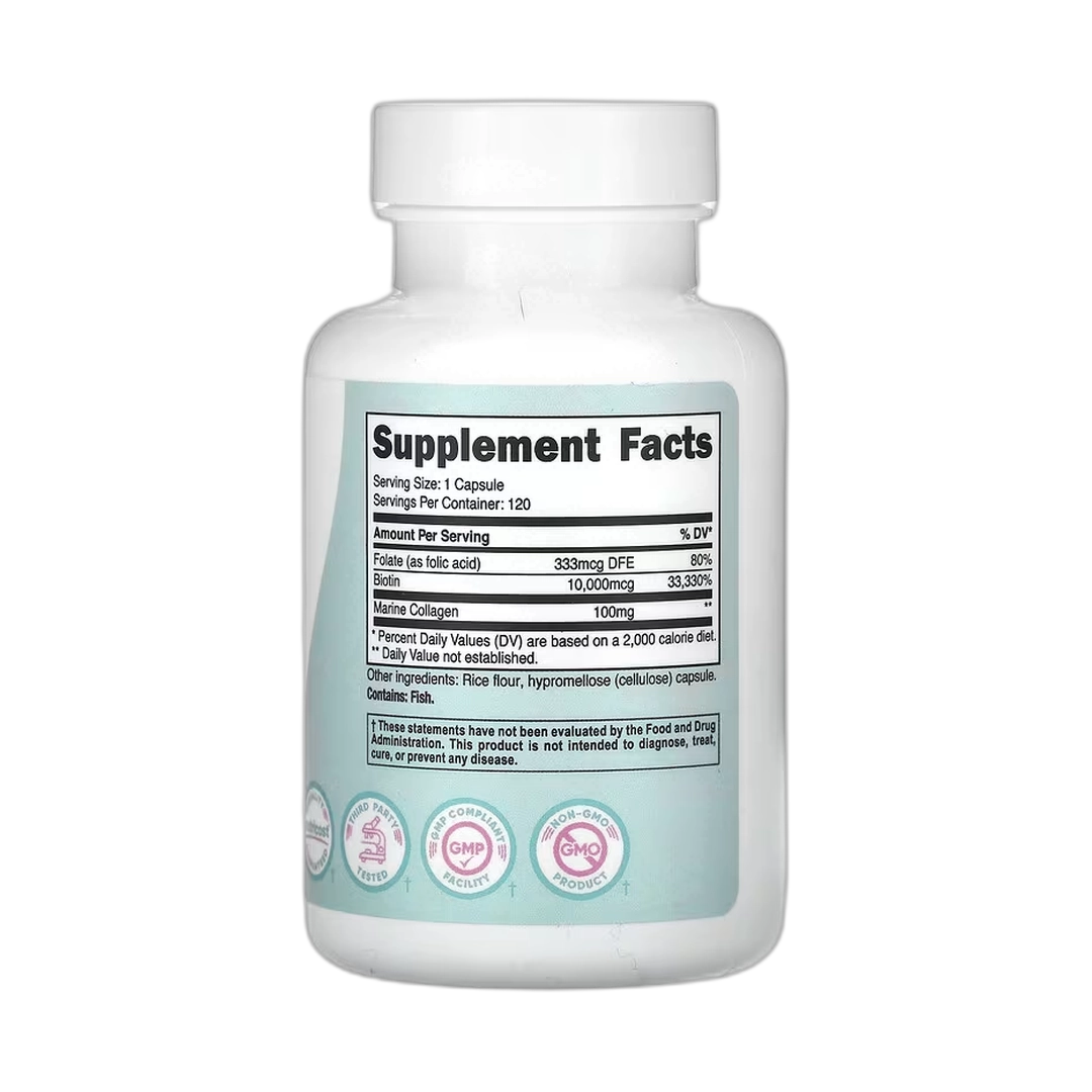 Nutricost, Women, Biotin With Folate & Collagen, 10,000 mcg, 120 Capsules